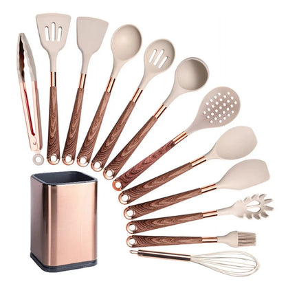 Silicone Khaki Utensils Set For Kitchen