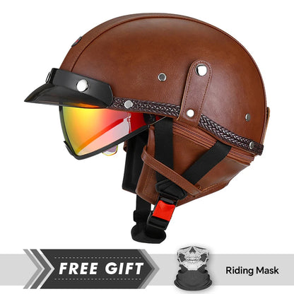 Leather-Style Retro Half Helmet