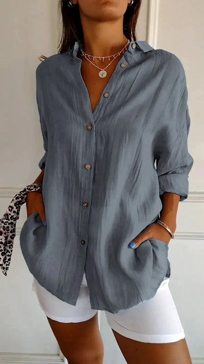 Women Solid Color Street Shirt