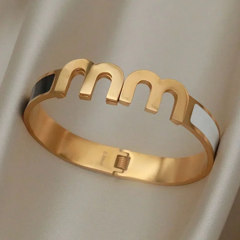 Gold Letter Cuff Bracelet