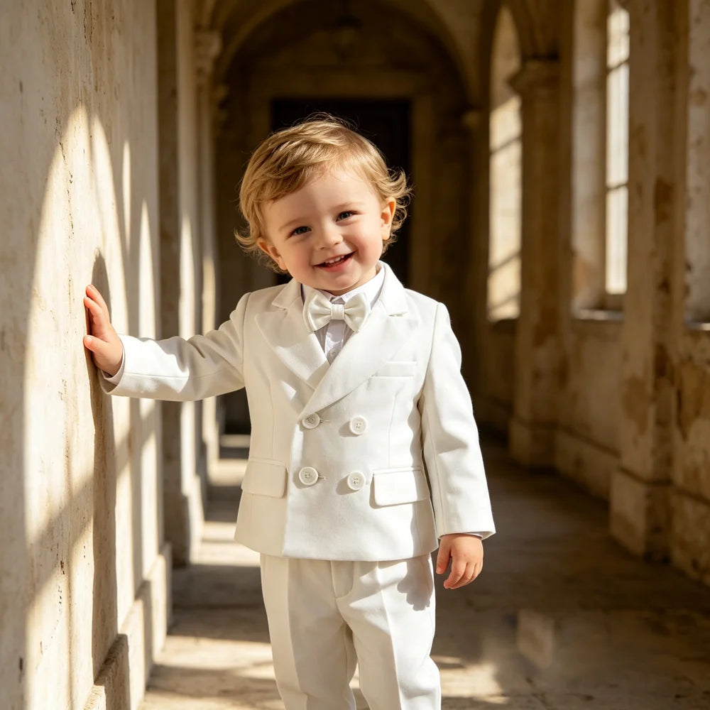 White Blazer and Suspender Pants Set
