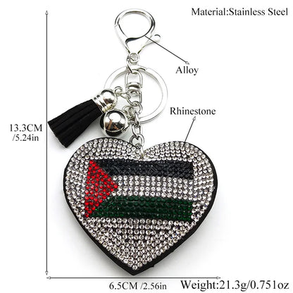 Palestine Flag Full Crystals Heart
