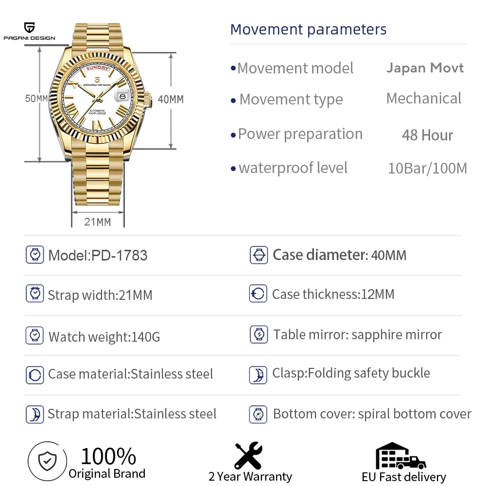 Pagani Design Gold White Watch