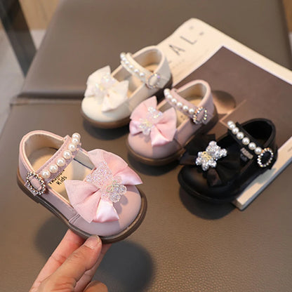 Pearl Bow Baby Shoes