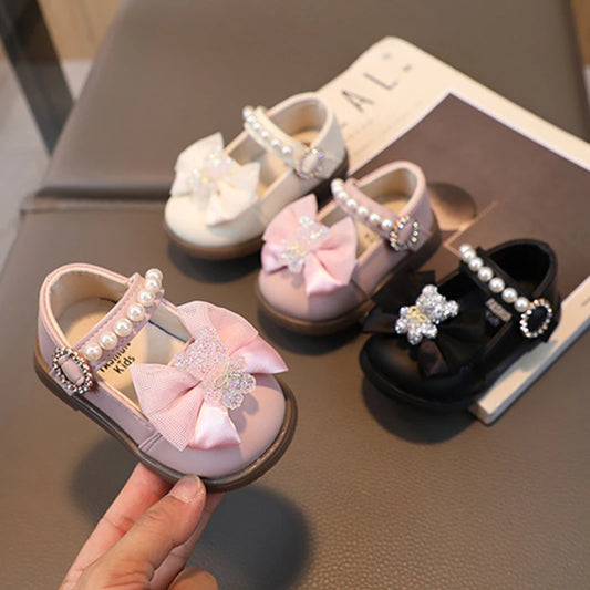 Pearl Bow Baby Shoes