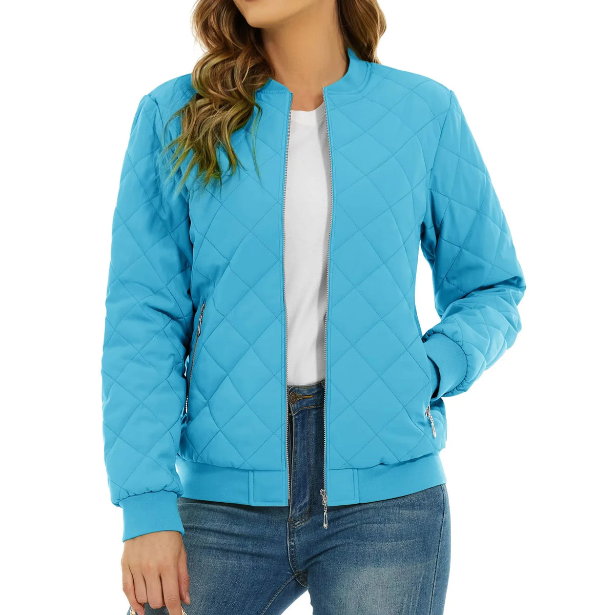 Diamond Quilted Bomber Jacket