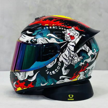 KEAZ Retro Vintage Full-Face Helmet