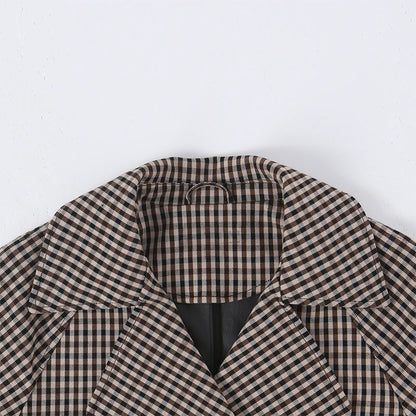 Plaid Drawstring Short Coat