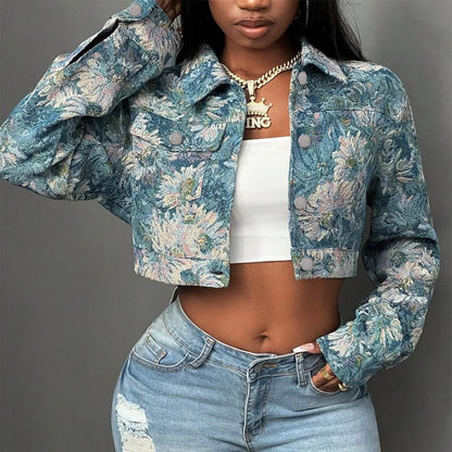 Floral Brocade Cropped Jacket
