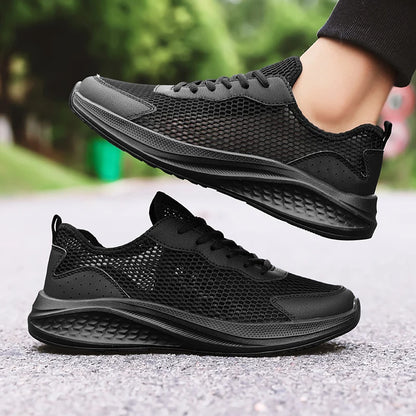 Leather Mesh Walking Sneakers