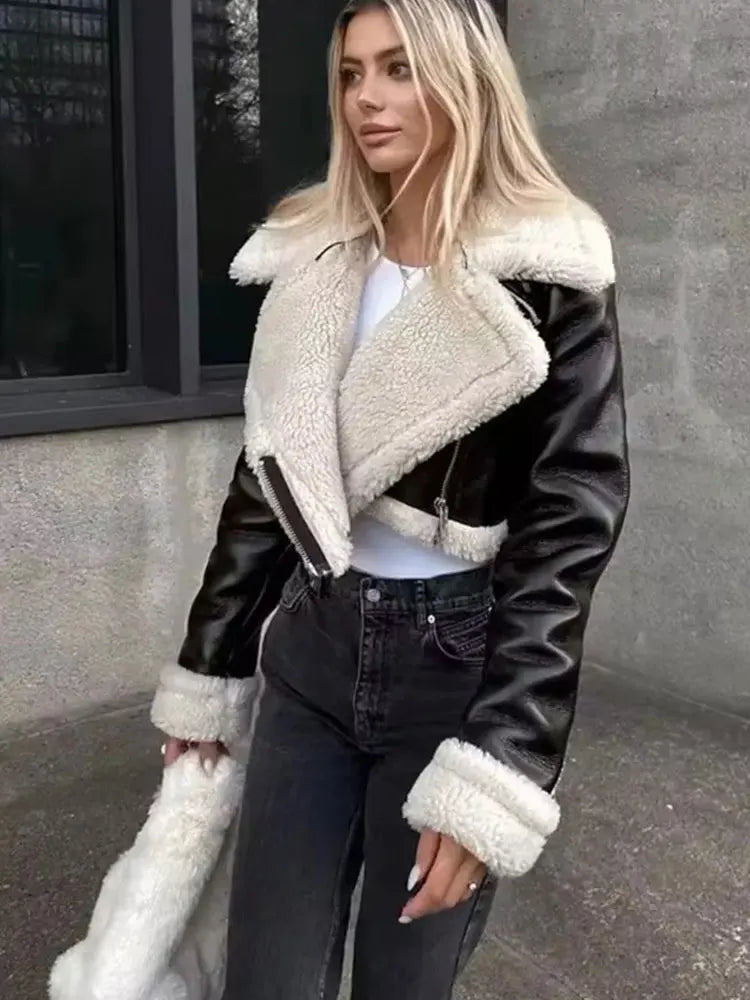 Short Faux Leather Zip Jacket