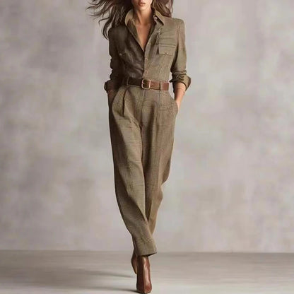 Plaid Button Jumpsuit