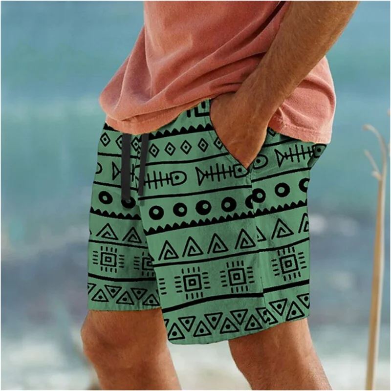 Geometric 3D Print Beach Shorts