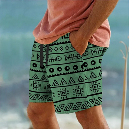 Geometric 3D Print Beach Shorts