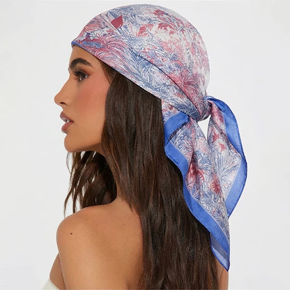 Silk Print Cat Headscarf