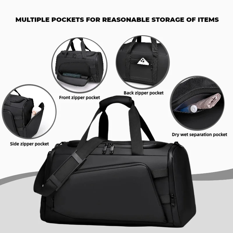 Nylon Duffel Bag with Shoe Compartment