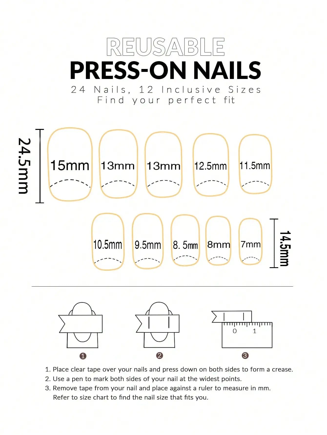 Square Color Press-On Nails