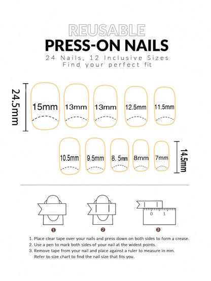 Square Color Press-On Nails