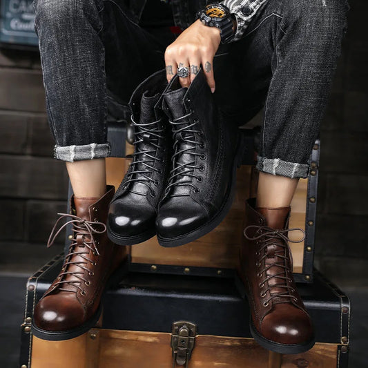 Vintage Leather Platform Boots