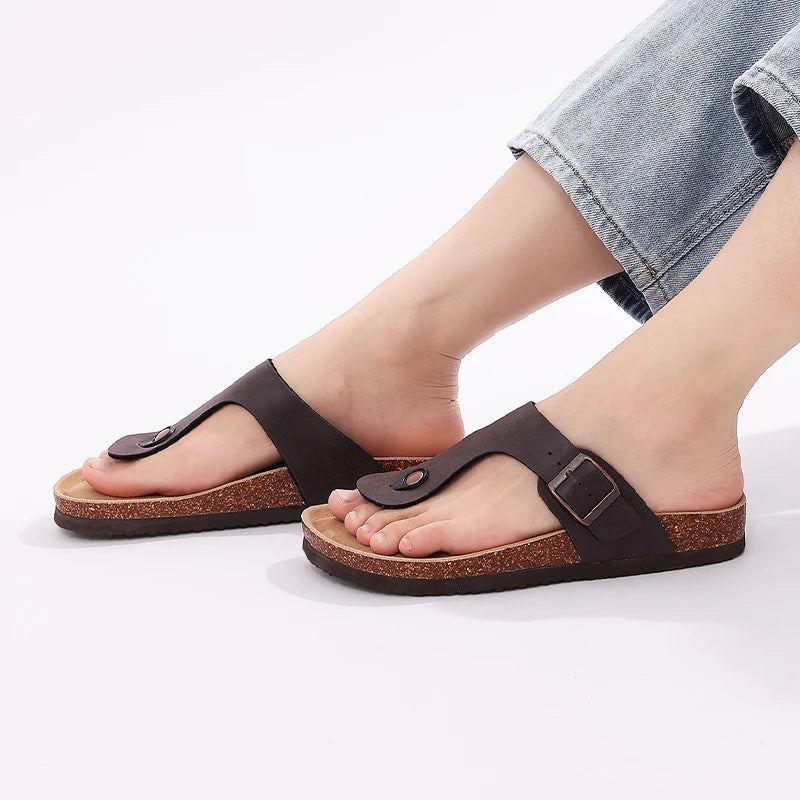 Buckle Cork Flip Flops