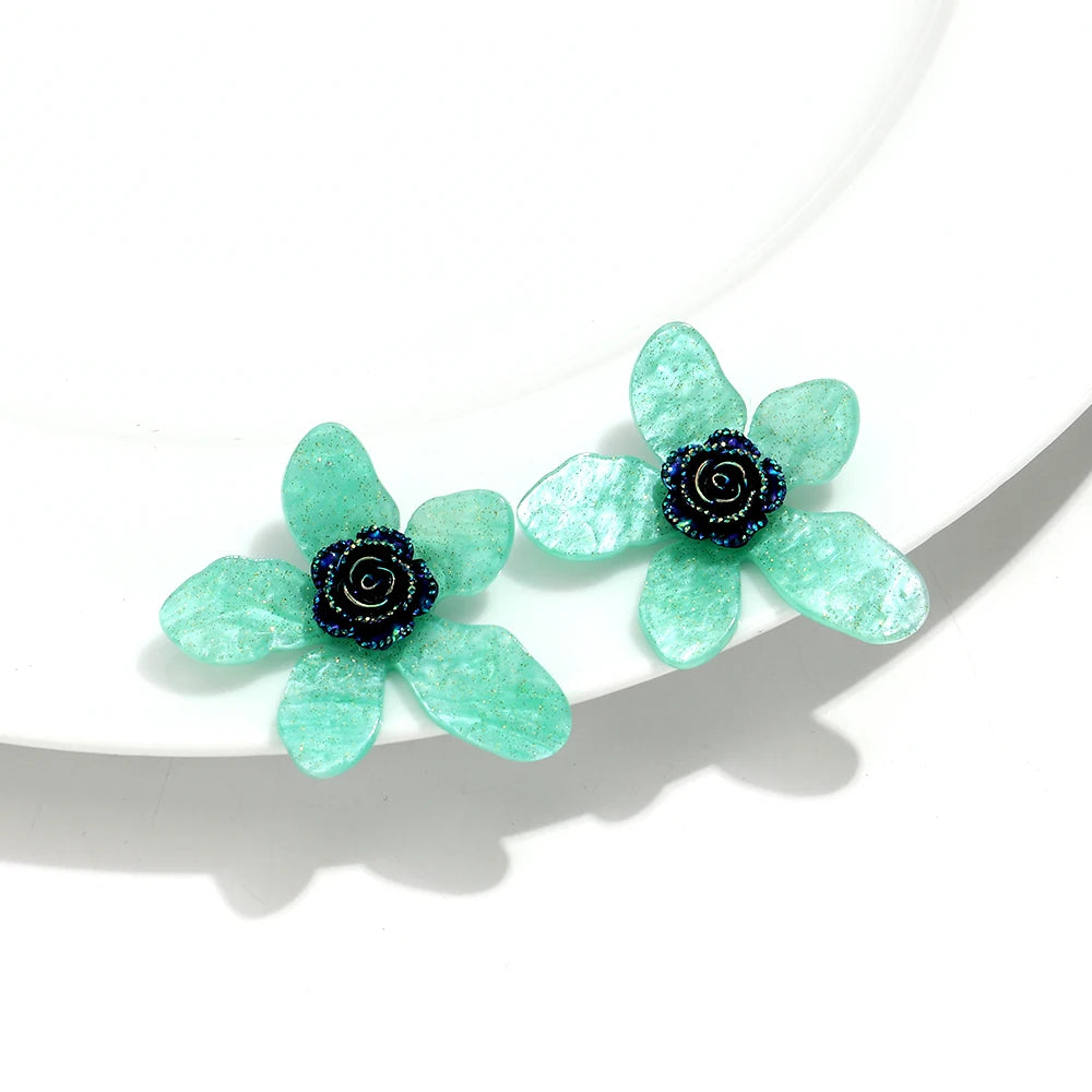 Large flower statement earrings