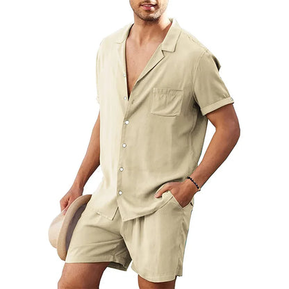 Cotton Linen Short Sleeve Shirt Set