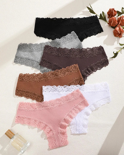 Lace Cotton Brazilian Panty Set