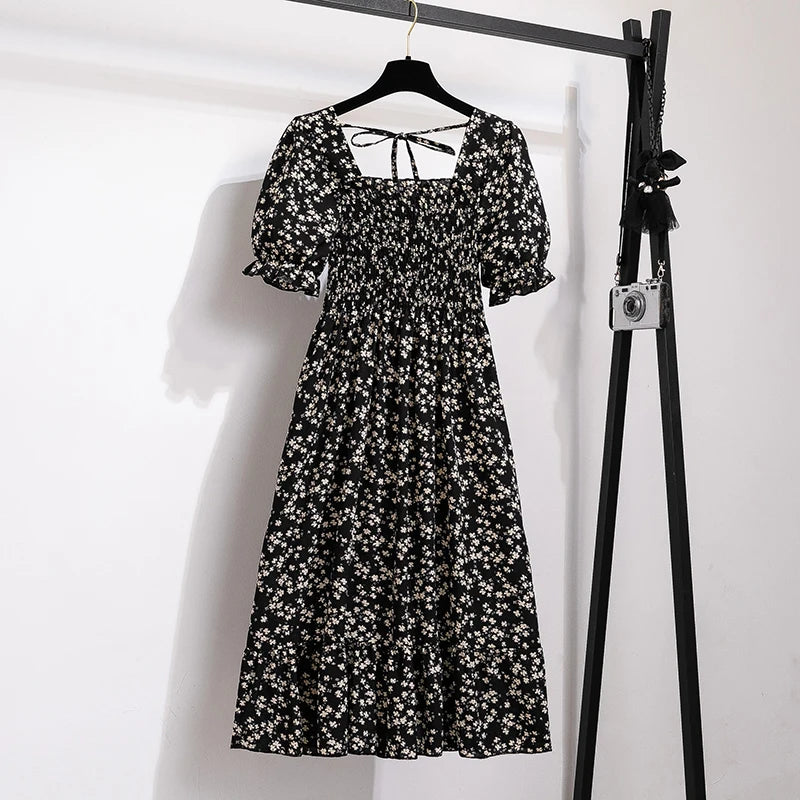 Summer Pleated Chiffon Dress