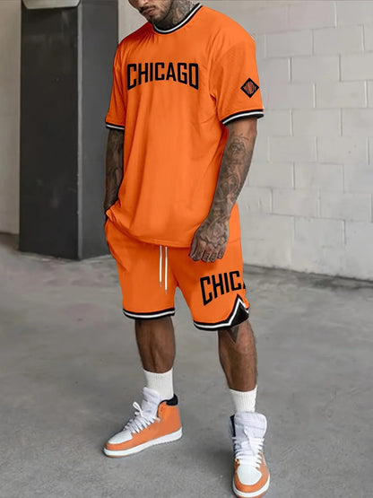 Chicago Print T-Shirt Shorts Set