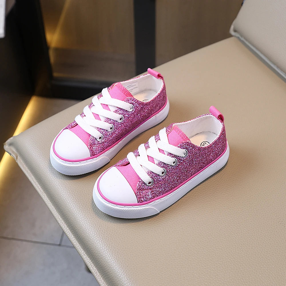 Pink Glitter Low-Top Canvas Shoes