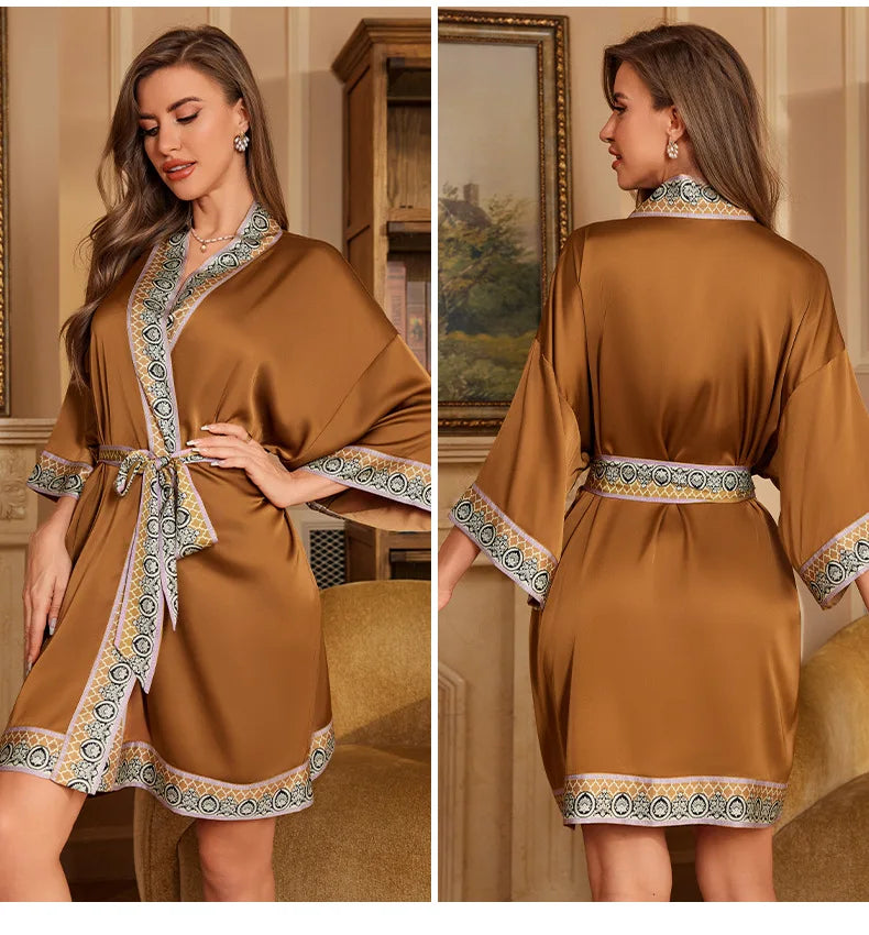 Printed Satin Lounge Robe