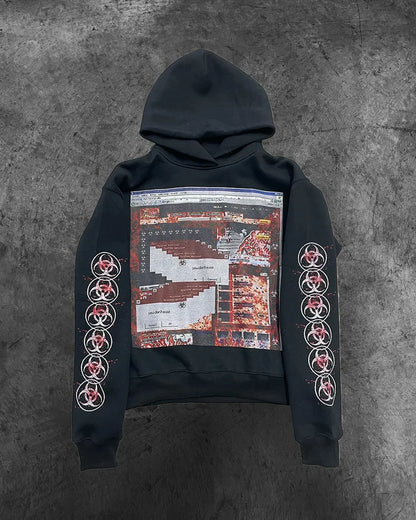 Pink Print Oversized Hoodie
