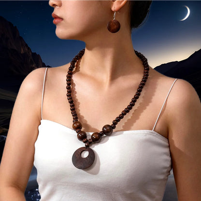 Bohemian Wooden Bead Jewelry Set