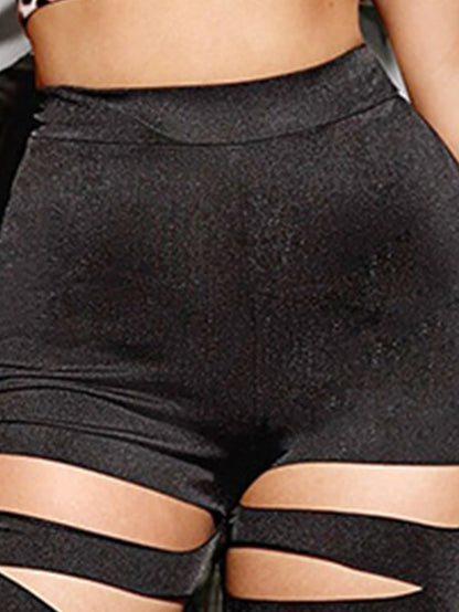 Black Cross-Strap Nine-Point Leggings