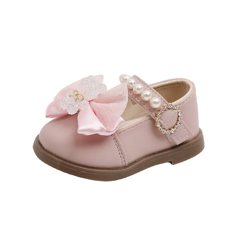 Pearl Bow Baby Shoes