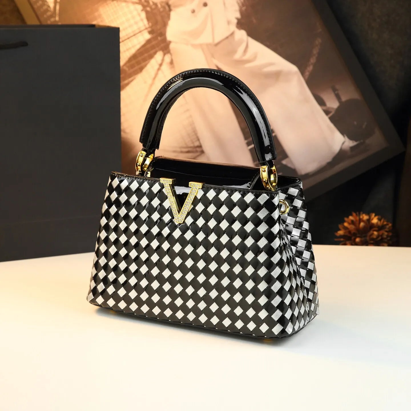 Woven Leather Commuter Bag