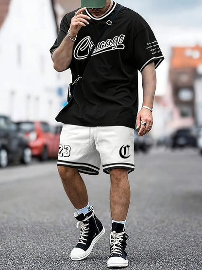 Chicago Print T-Shirt Shorts Set