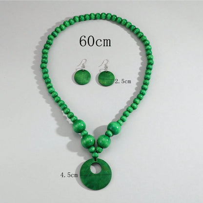 Bohemian Wooden Bead Jewelry Set