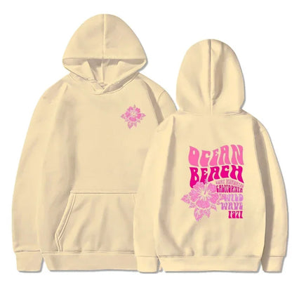 Flower Slogan Pullover Hoodie