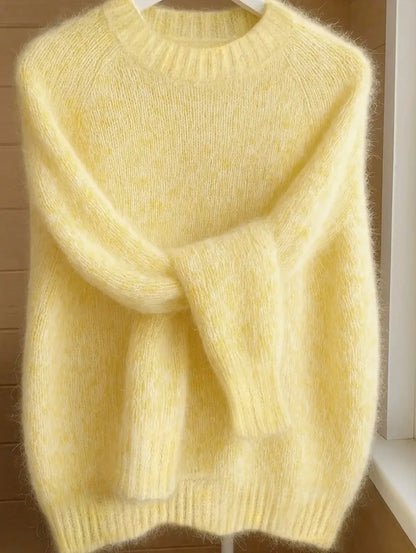 Solid Round Neck Knit Sweater