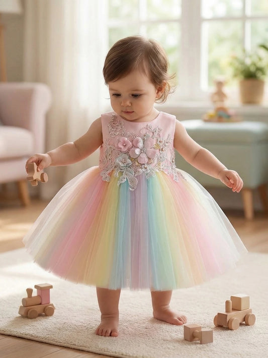 Floral Pink Flower Girl Dress