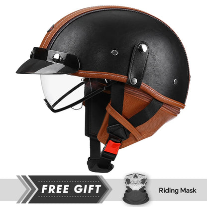 Low-Profile Leather-Style Half Helmet