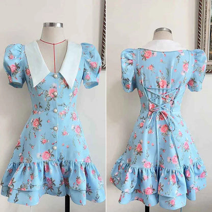 Puff Sleeve Ruffled Dress