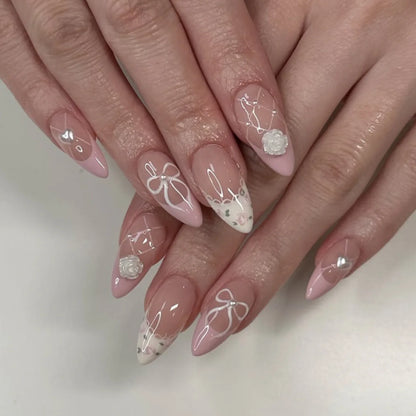24Pcs French Ballerina Nail Tips