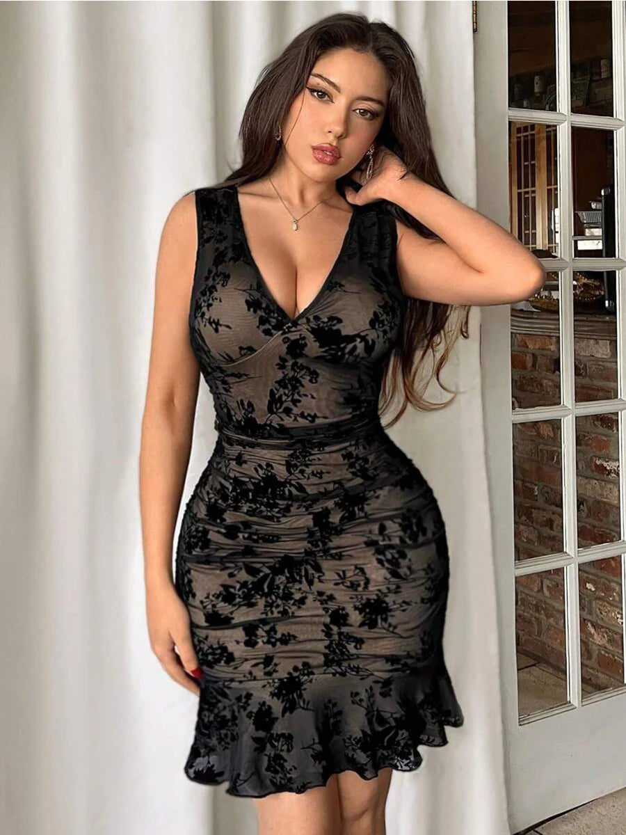 Elegant Summer Flocking Dress