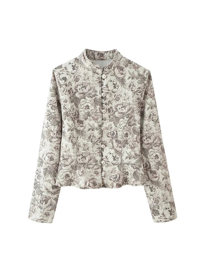 Floral Stand Collar Jacket