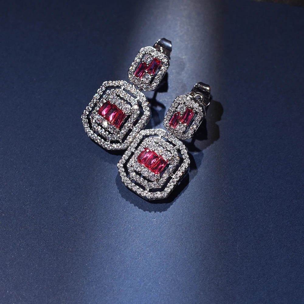 Full Zircon Drop Earrings