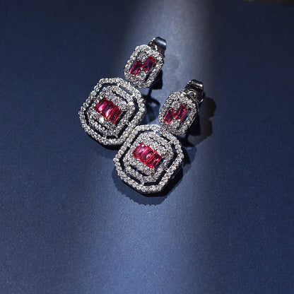 Full Zircon Drop Earrings