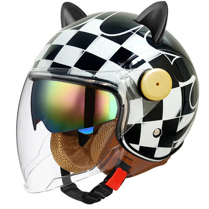 Retro Half-Face Cat-Ear Helmet