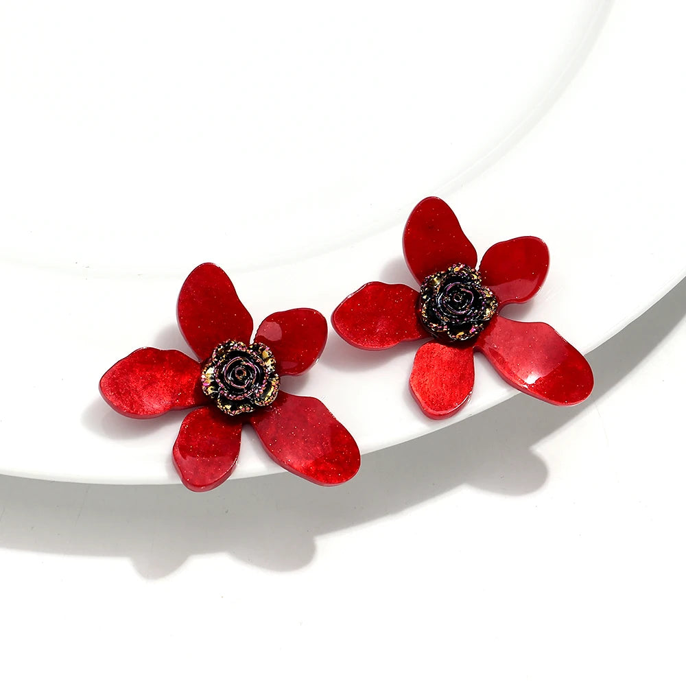 Large flower statement earrings